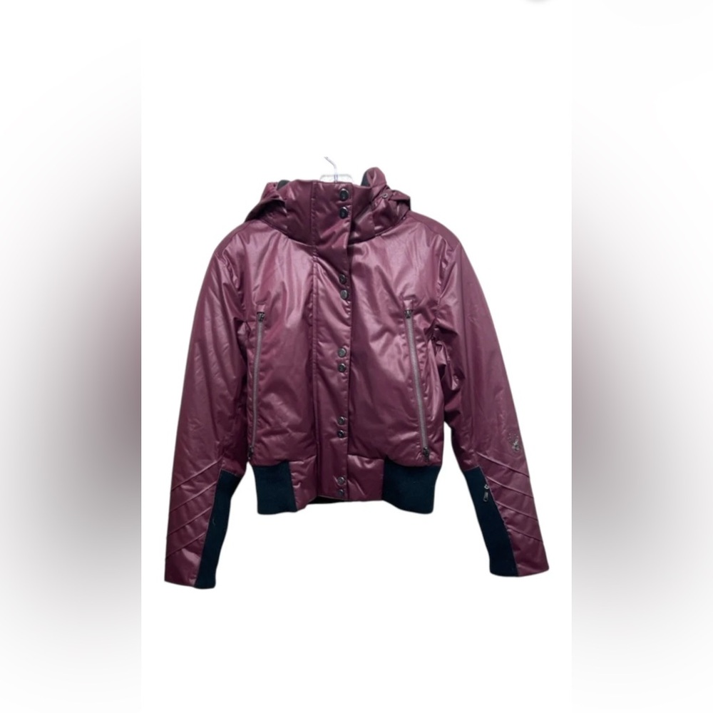 Spyder Size 6 Plum Purple Polyester Fox Fur Zip Gunmetal Hardware Down Coat